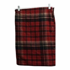 DKNY Vintage Scottish Plaid Wrap Wool Skirt/Kilt with Large Pins- Size: 8